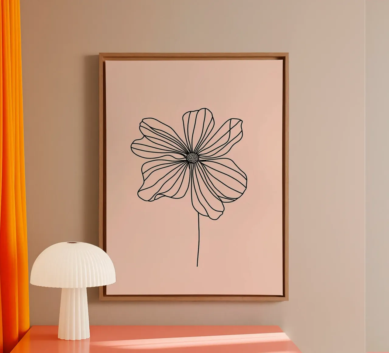 Minimalistische bloemenlijnkunst canvas met Baklijst van Maria Maier