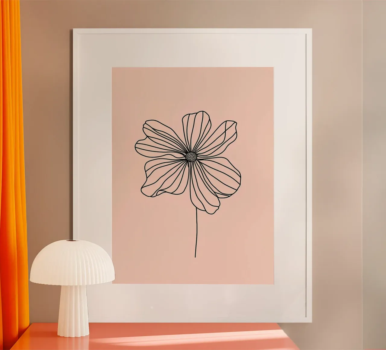 Dessin au trait minimaliste de fleurs poster de Maria Maier