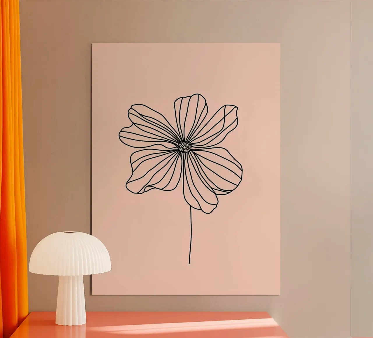 Dessin au trait minimaliste de fleurs poster de Maria Maier
