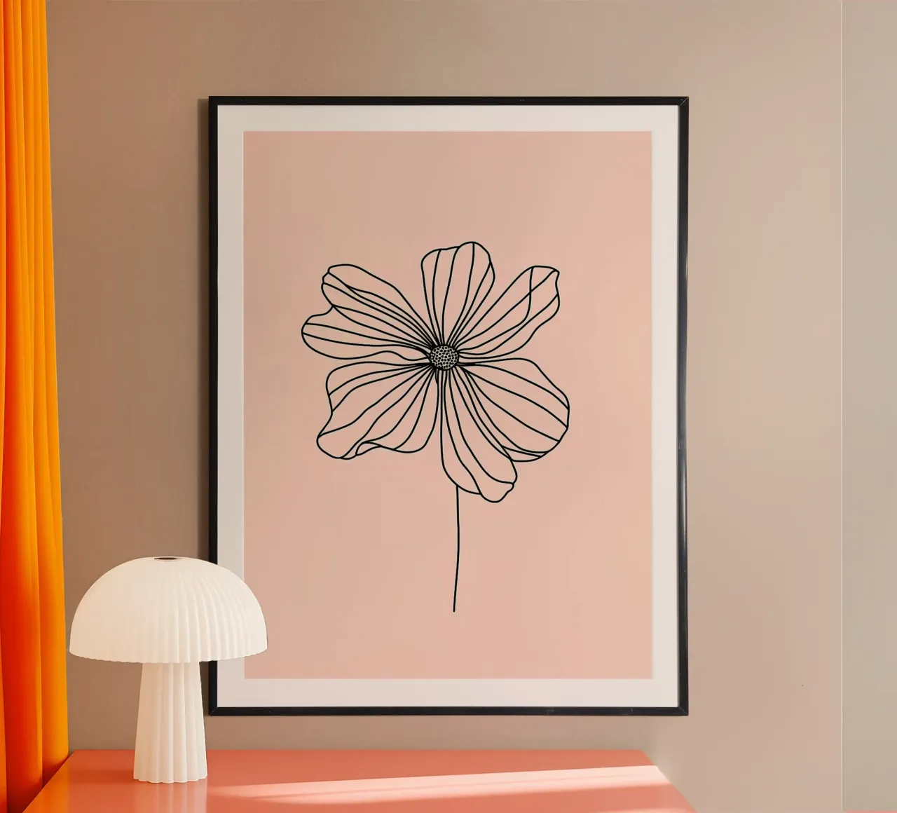 Dessin au trait minimaliste de fleurs poster de Maria Maier