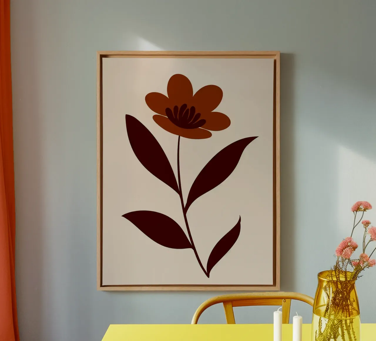 Stampa floreale minimalista tela con Cornice a cassetta da Maria Maier