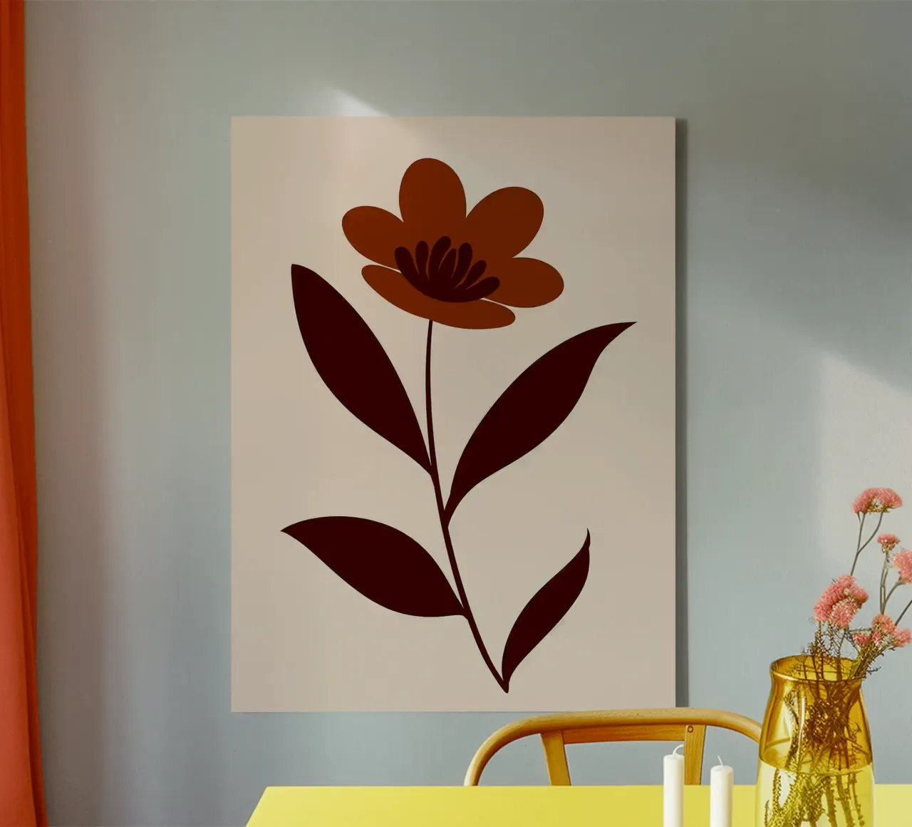 Stampa floreale minimalista tela con Cornice a cassetta da Maria Maier