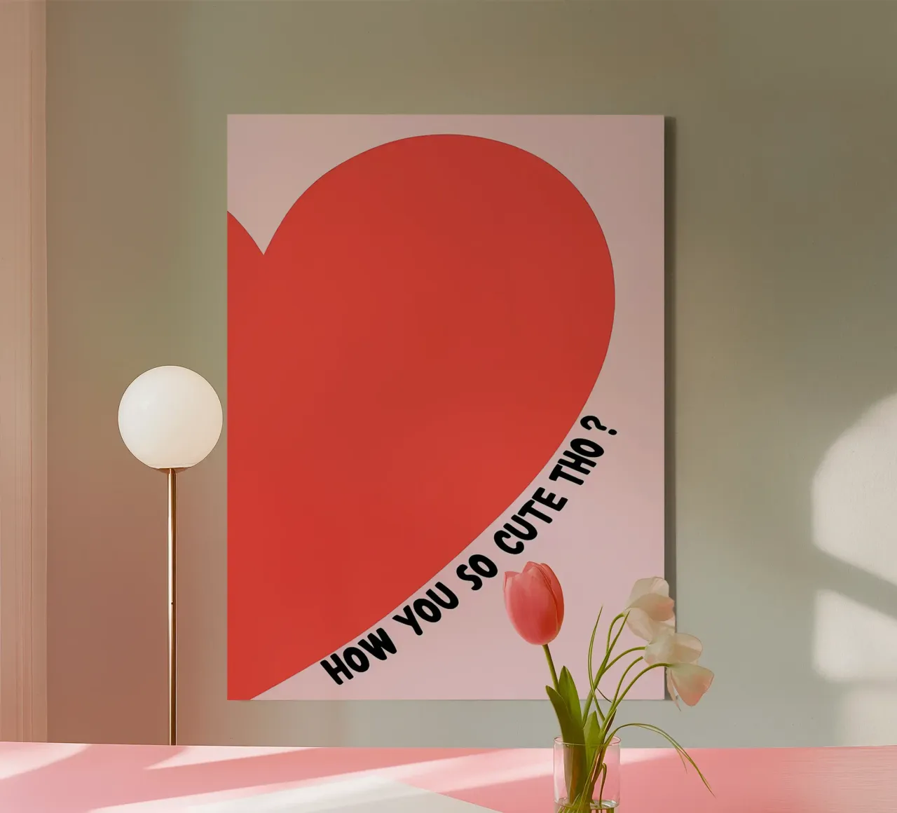 Schattig hart met tekst canvas met Baklijst van Leon Franke