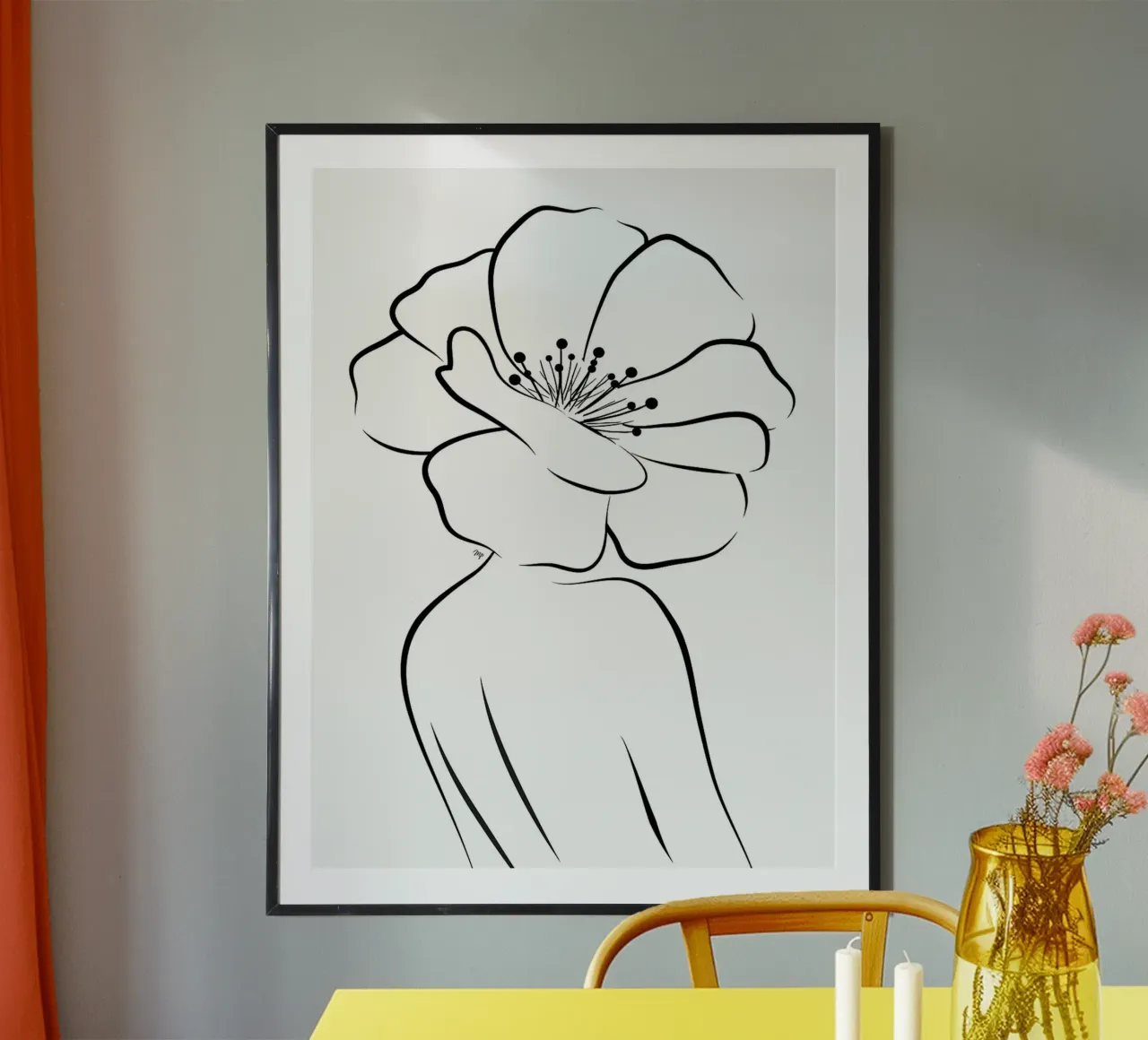 Line art donna floreale poster da Leon Franke