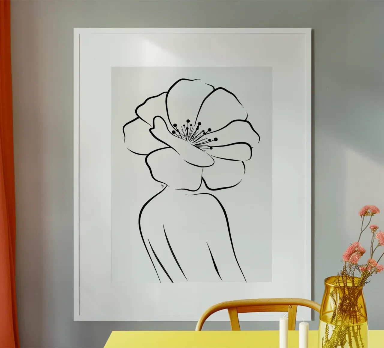 Line art donna floreale poster da Leon Franke