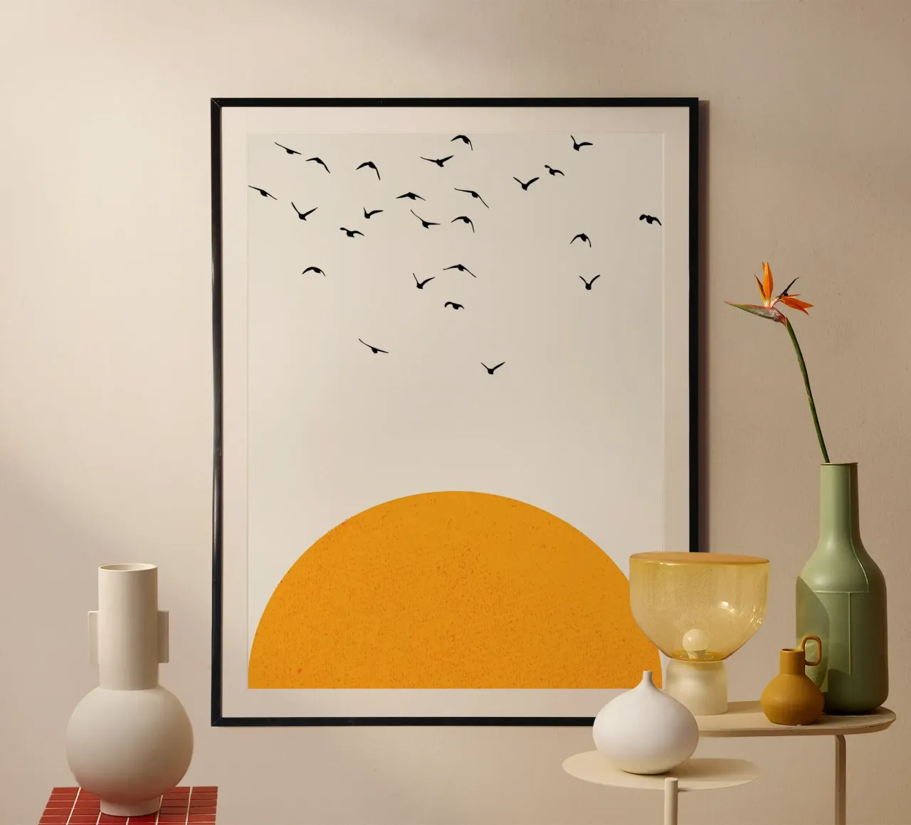 Uccelli che volano sopra il sole poster da Leon Franke