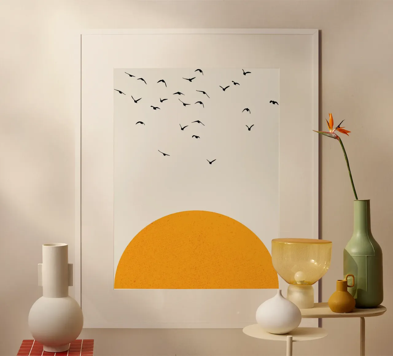 Uccelli che volano sopra il sole poster da Leon Franke
