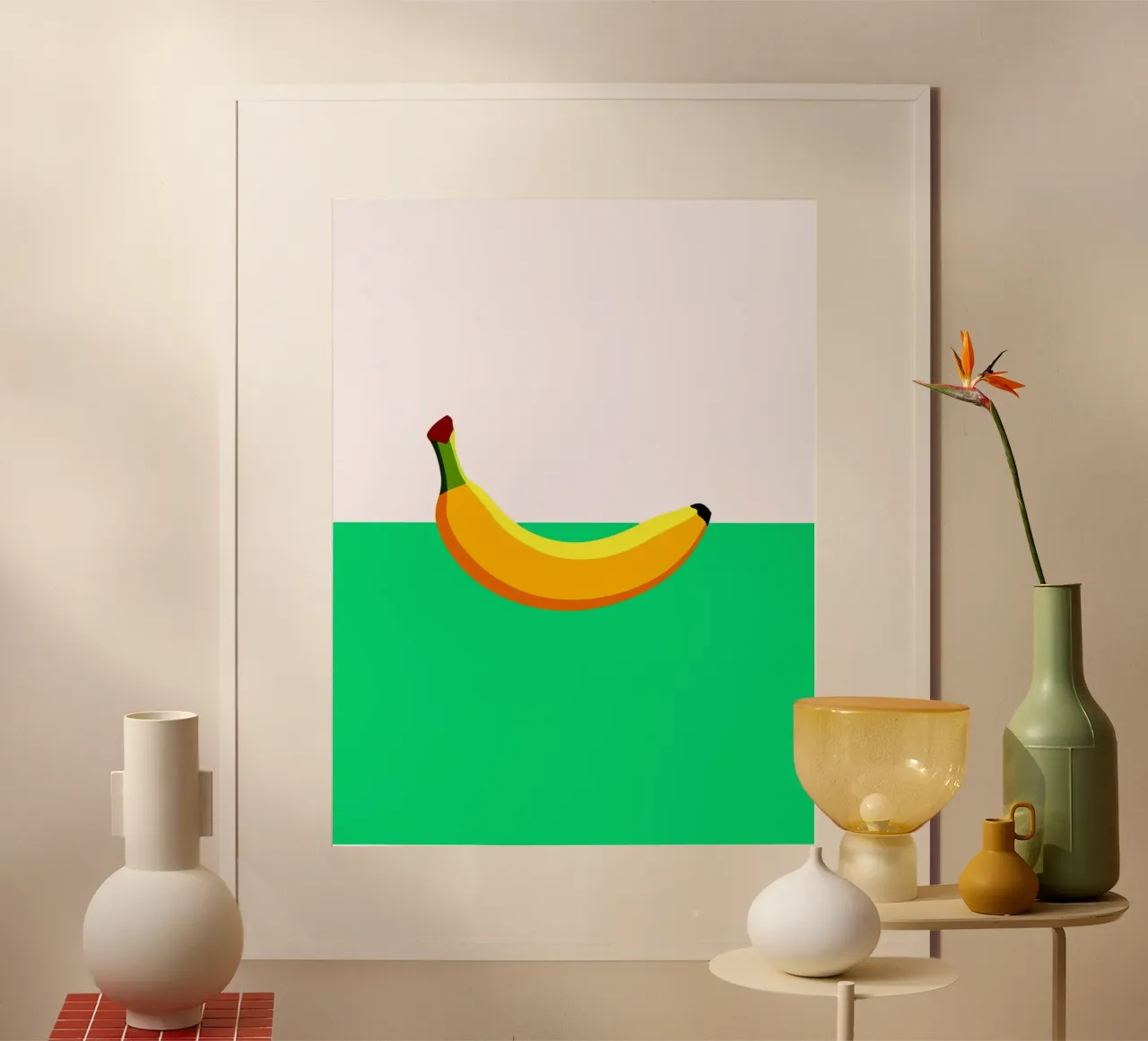 Banana su rosa e verde poster da Leon Franke