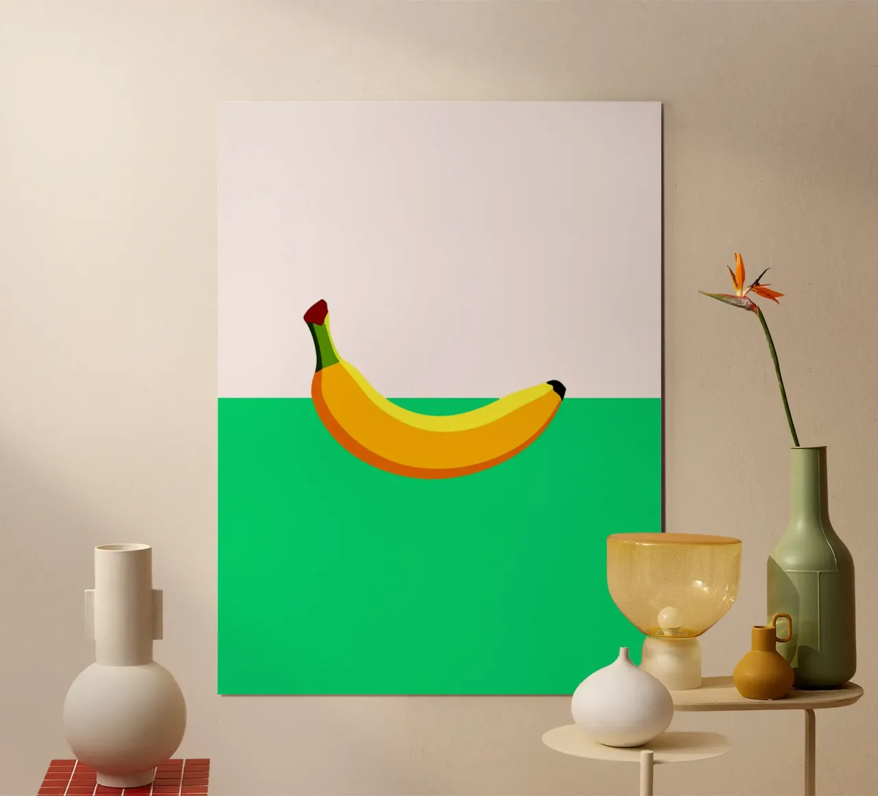 Banana su rosa e verde poster da Leon Franke