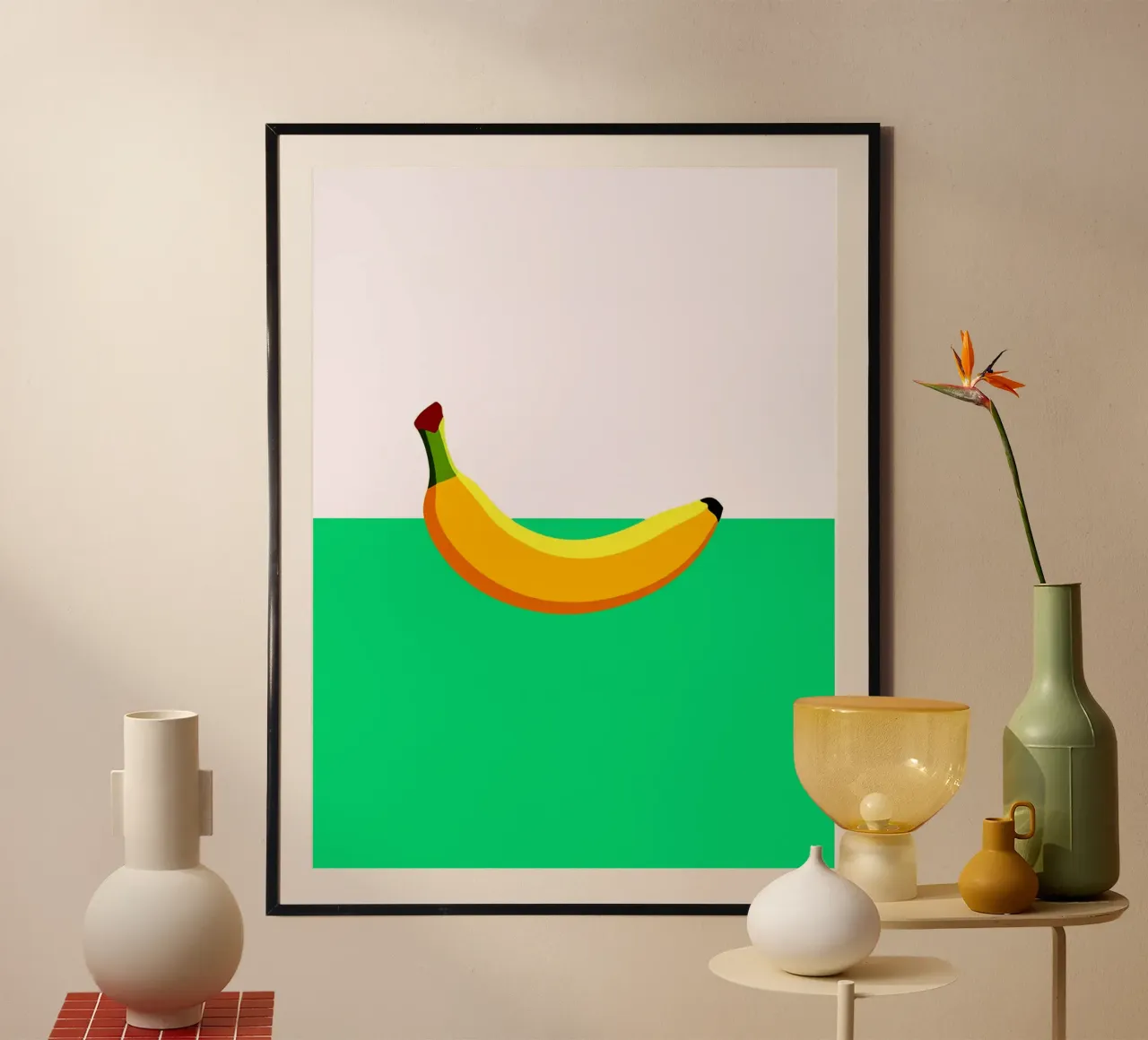 Banana su rosa e verde poster da Leon Franke