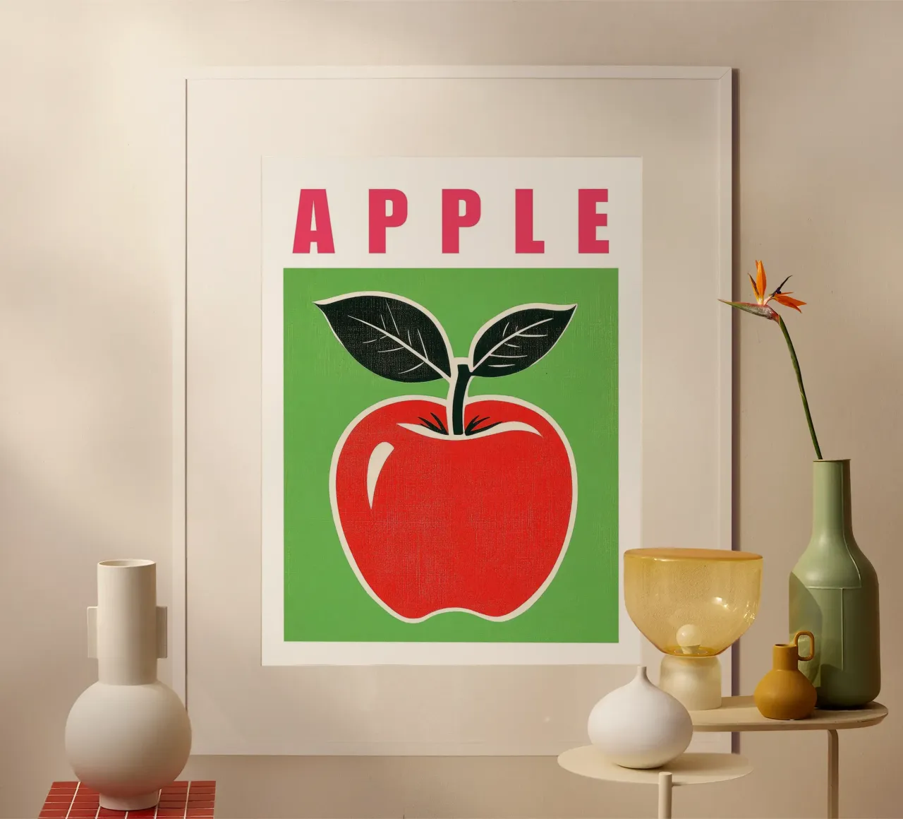 Poster cucina retrò illustrazione mela rossa poster da Leon Franke