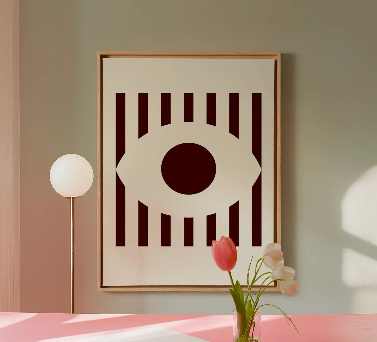 Design minimalista degli occhi con strisce rosse tela con Cornice a cassetta da Leon Franke