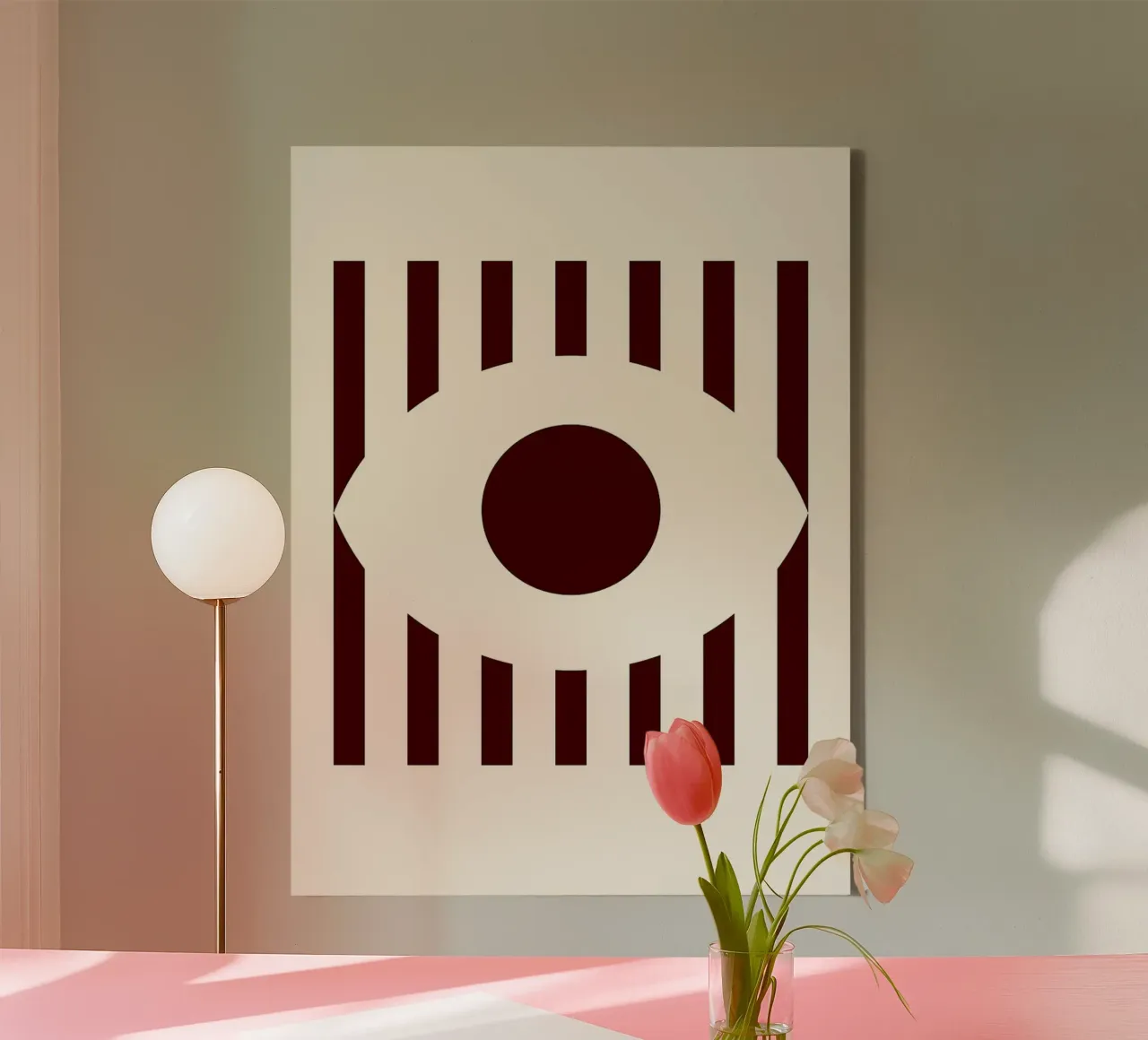 Design minimalista degli occhi con strisce rosse tela con Cornice a cassetta da Leon Franke