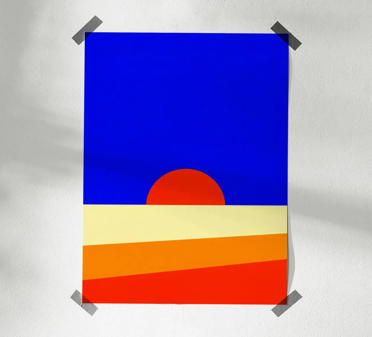 Paesaggio minimalista al tramonto poster con telaio in legno da Lisa Becker