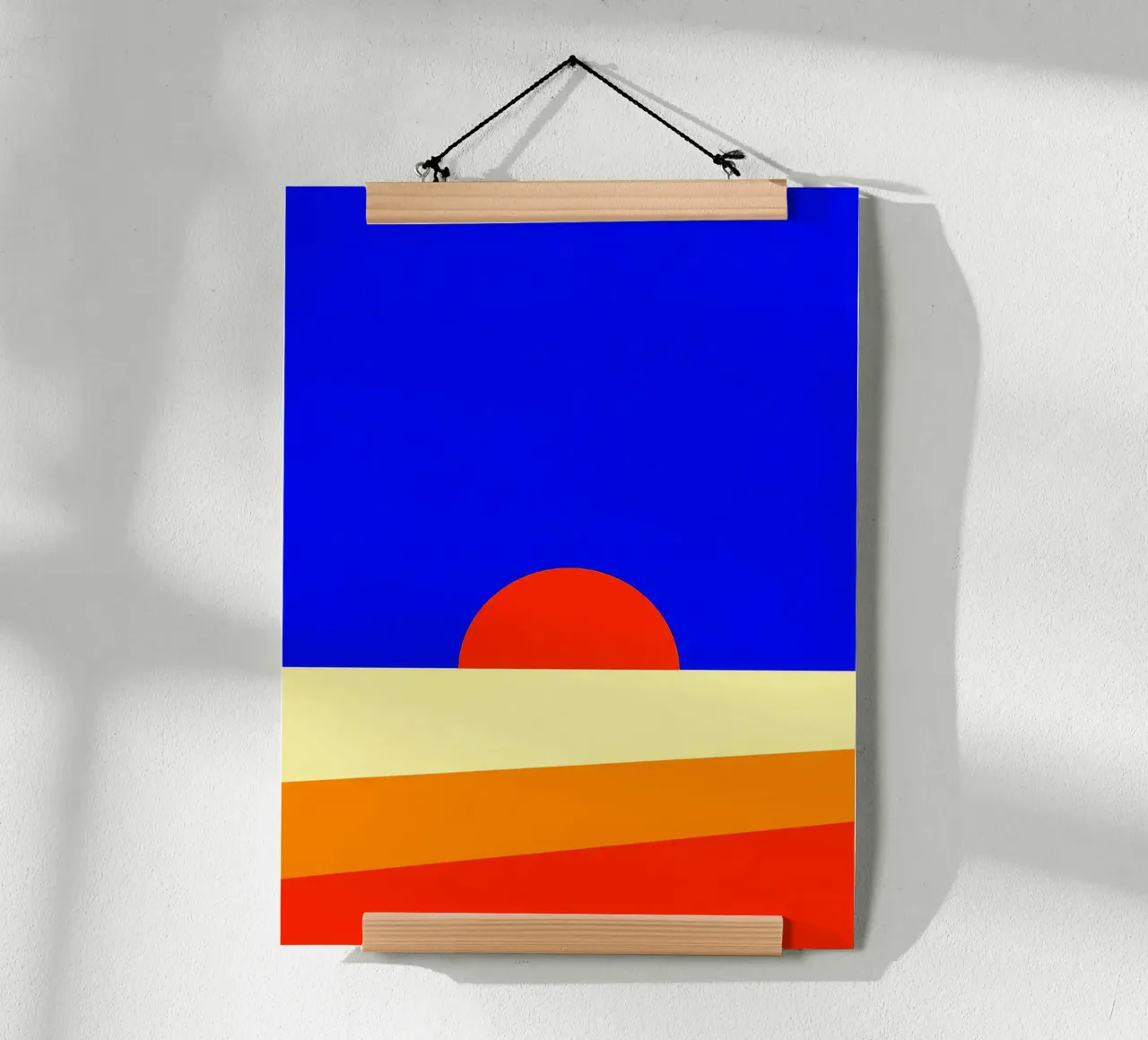Paesaggio minimalista al tramonto poster con telaio in legno da Lisa Becker