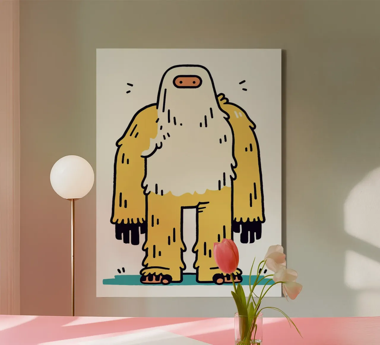 Illustrazione del personaggio Yeti dei cartoni animati tela con Cornice a cassetta da Lisa Becker
