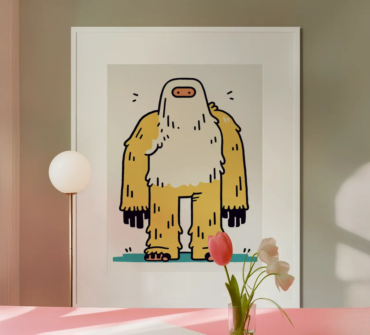 Illustrazione del personaggio Yeti dei cartoni animati poster da Lisa Becker