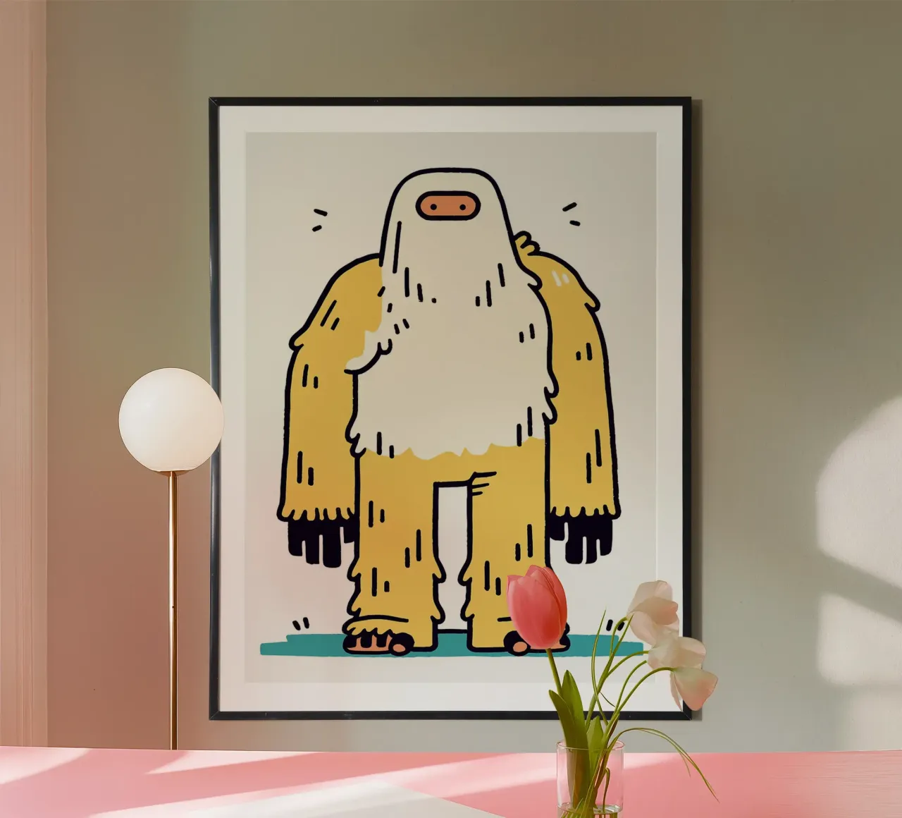 Illustrazione del personaggio Yeti dei cartoni animati poster da Lisa Becker
