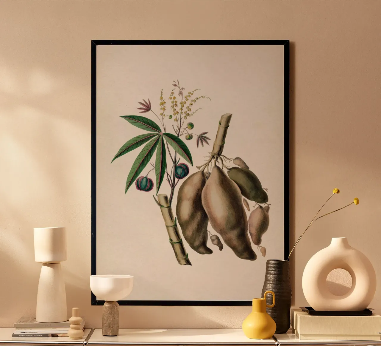 Vintage Denisse 8 Jatropha Manihot poster con telaio in alluminio da Vintage Print Collection