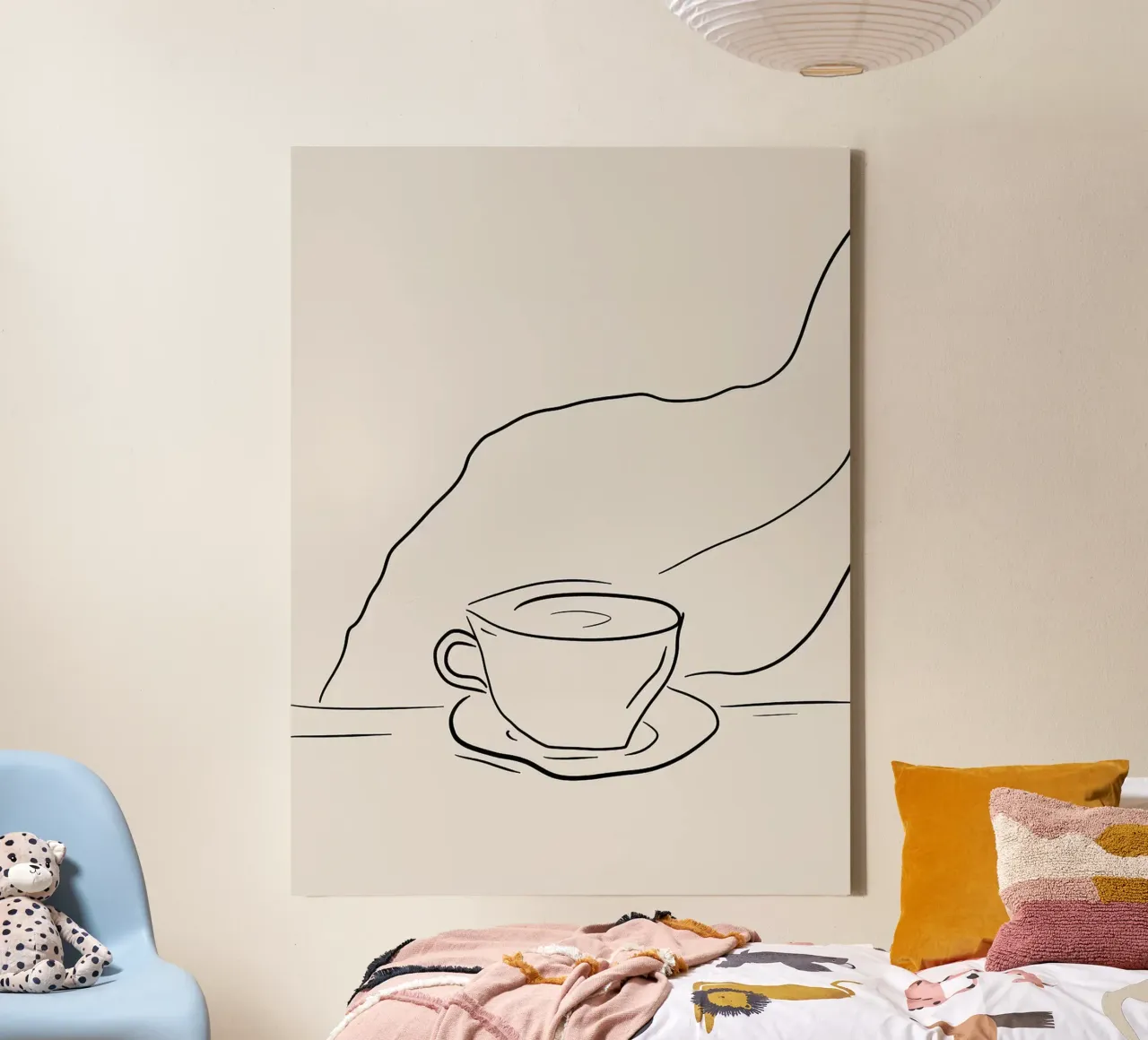 Arte della linea della tazza di caffè tela con Cornice a cassetta da Sabine Klein