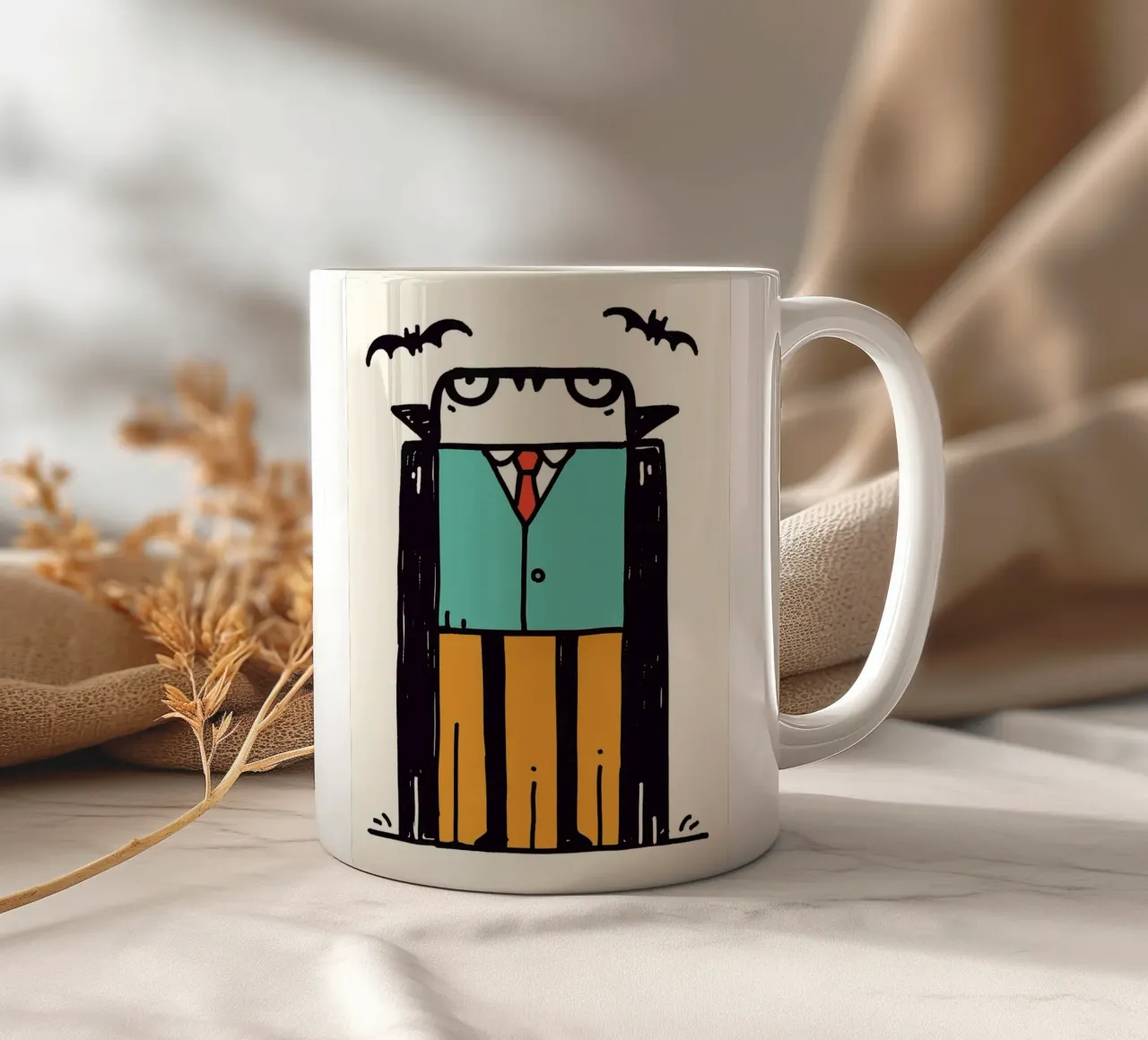Cartone animato Vampiro con pipistrelli tazza in ceramica da Sabine Klein
