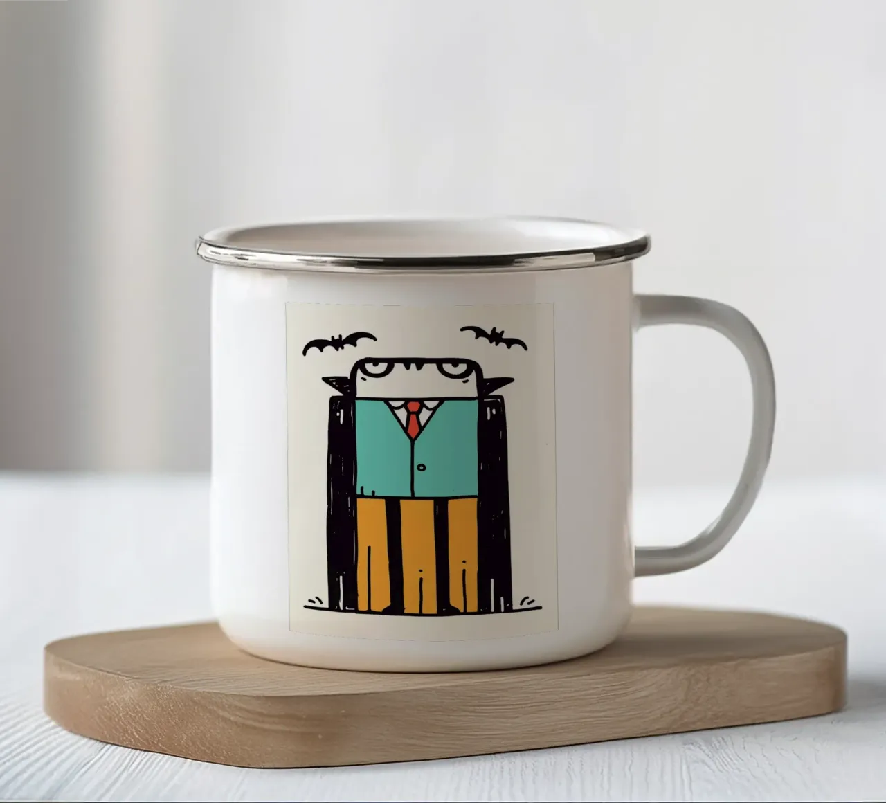 Cartone animato Vampiro con pipistrelli tazza in smalto da Sabine Klein