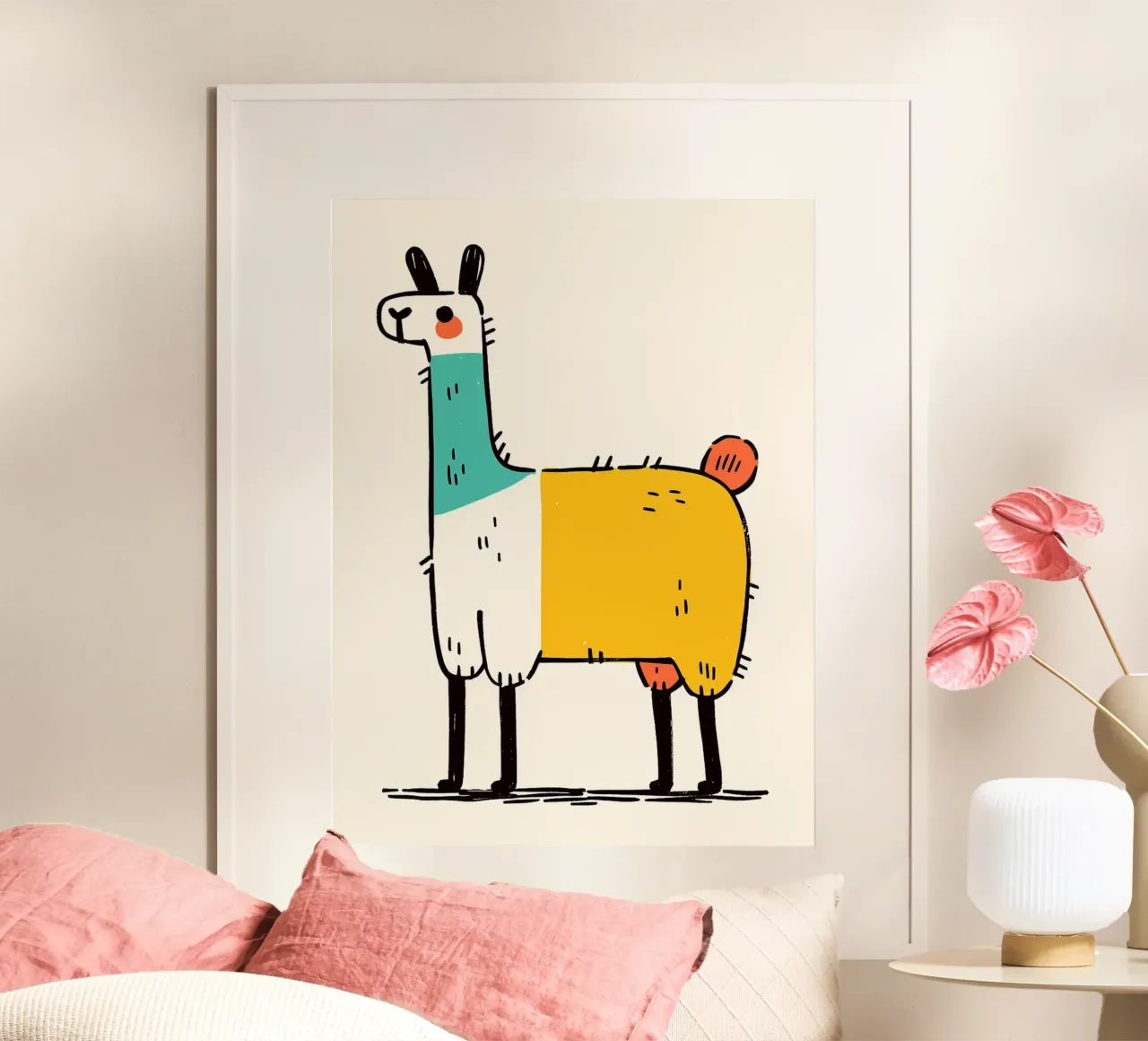 Illustrazione di un lama a cartoni animati poster da Sabine Klein