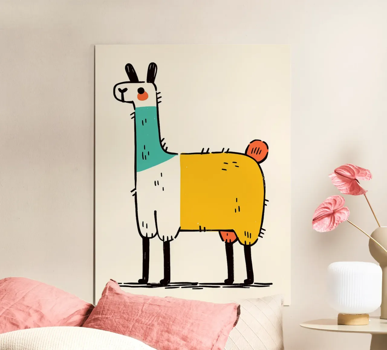 Illustrazione di un lama a cartoni animati poster da Sabine Klein