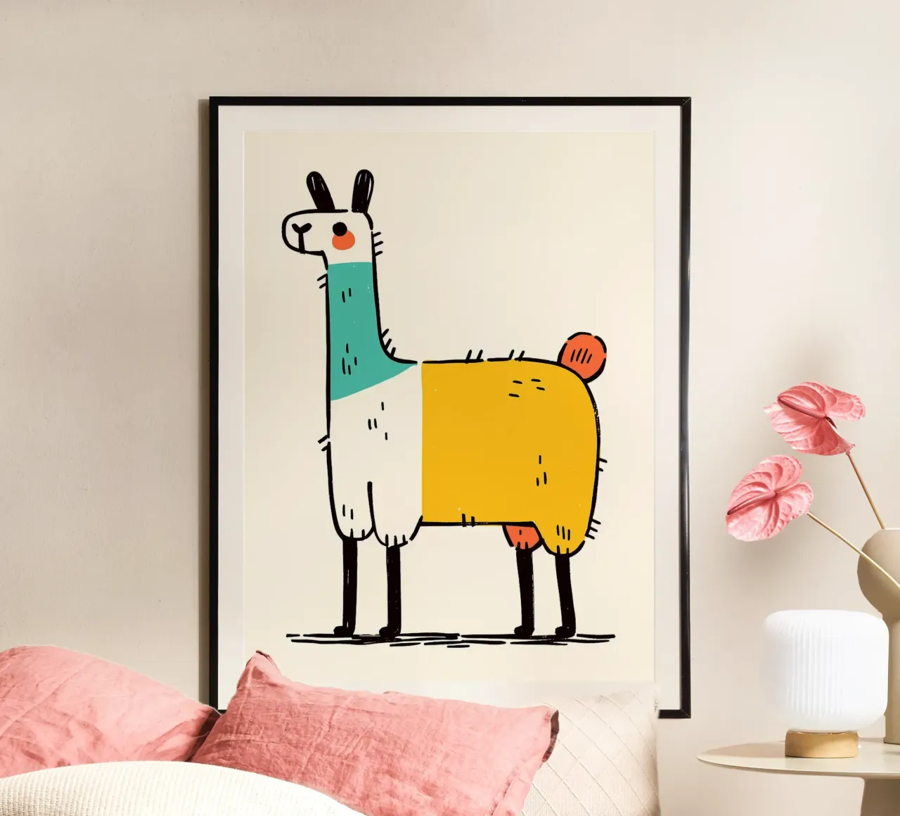 Illustrazione di un lama a cartoni animati poster da Sabine Klein