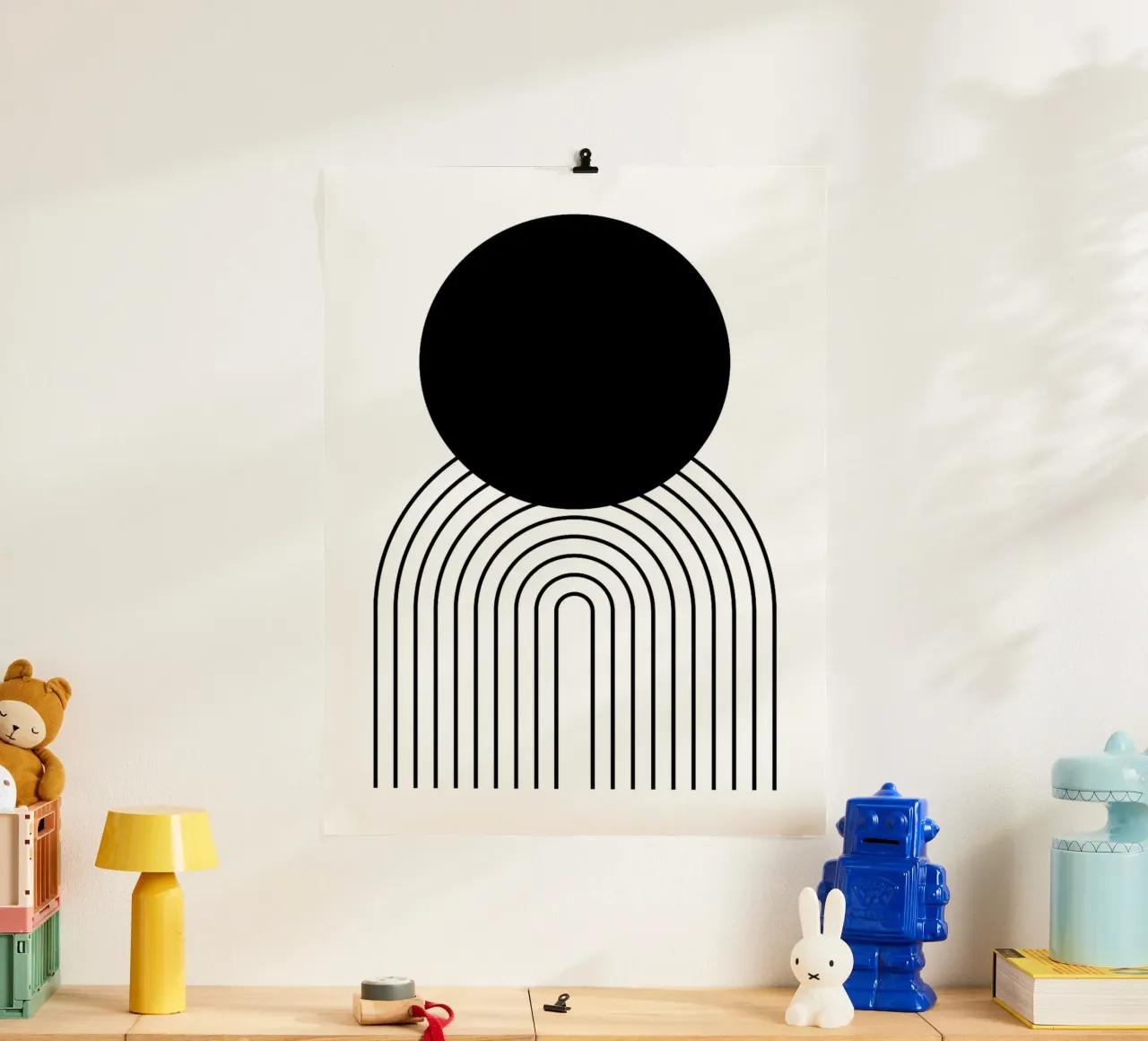 Cerchio nero e archi Arte minimalista poster da Sabine Klein
