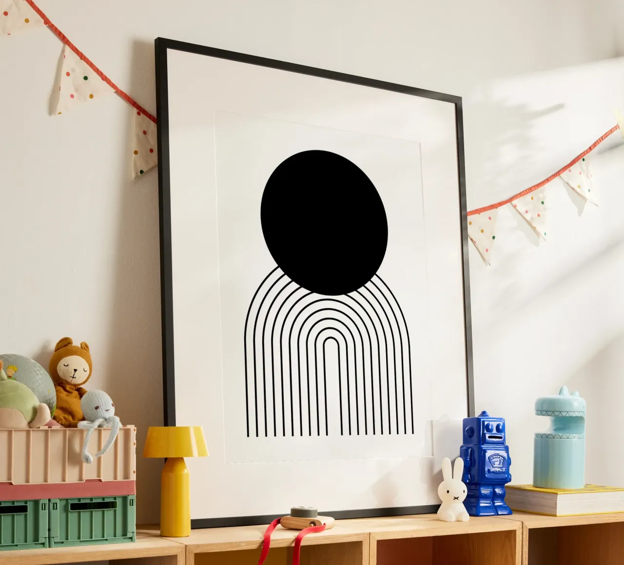 Cerchio nero e archi Arte minimalista poster da Sabine Klein