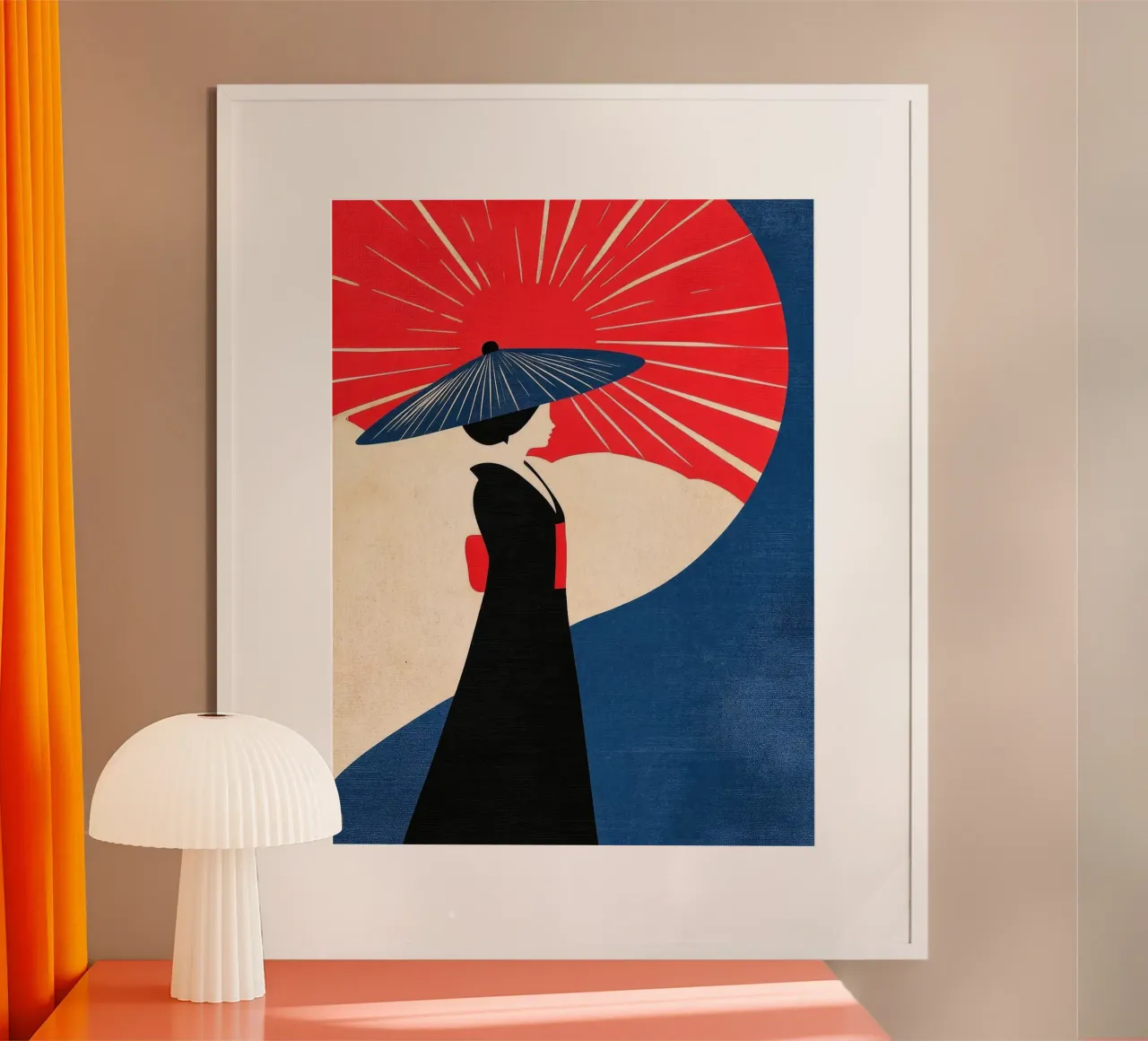 Donna giapponese in kimono poster con telaio in plastica da Sabine Klein