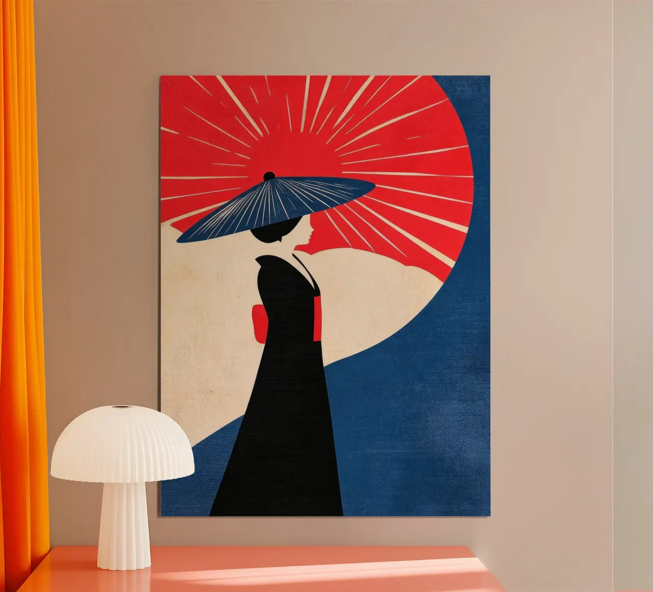 Donna giapponese in kimono poster con telaio in plastica da Sabine Klein