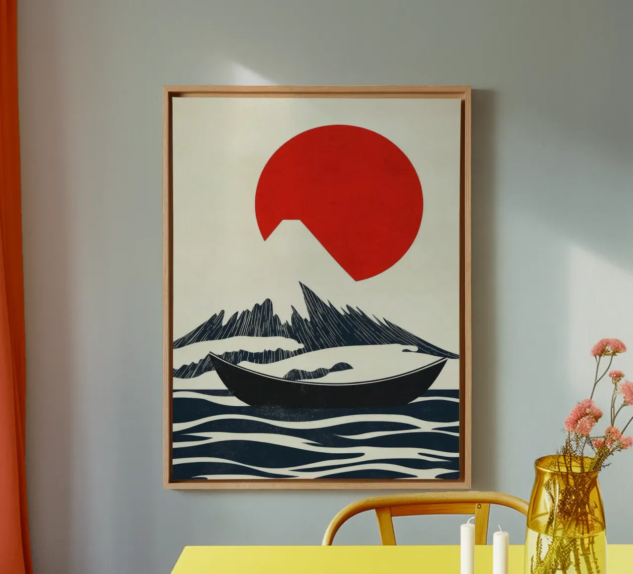 Japanse berg & boot canvas met Baklijst van Anna Müller