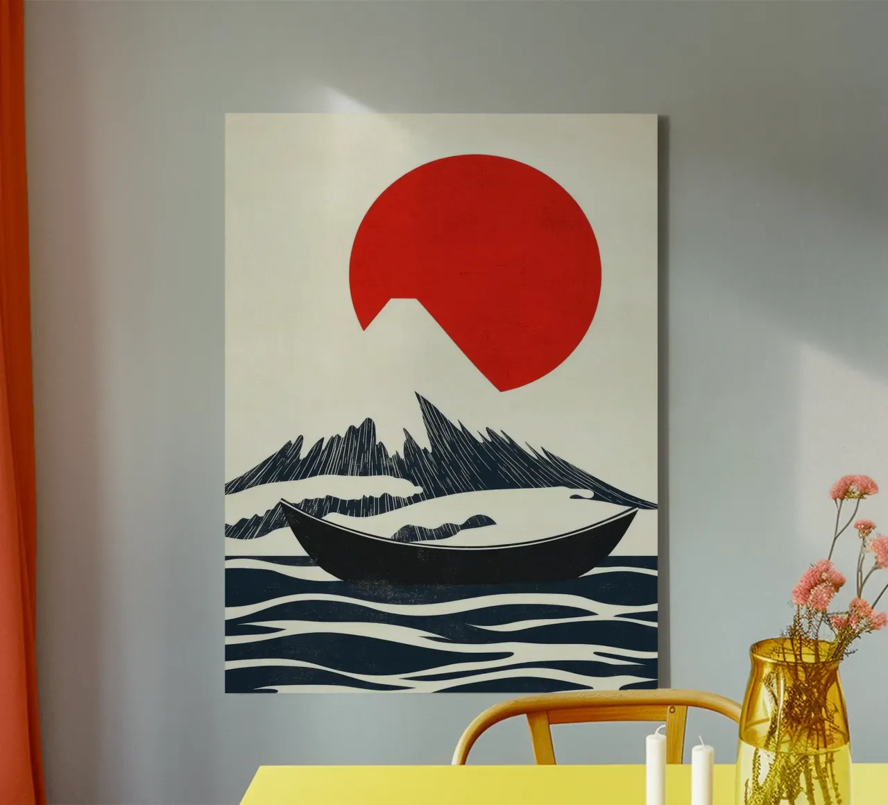 Japanse berg & boot canvas met Baklijst van Anna Müller