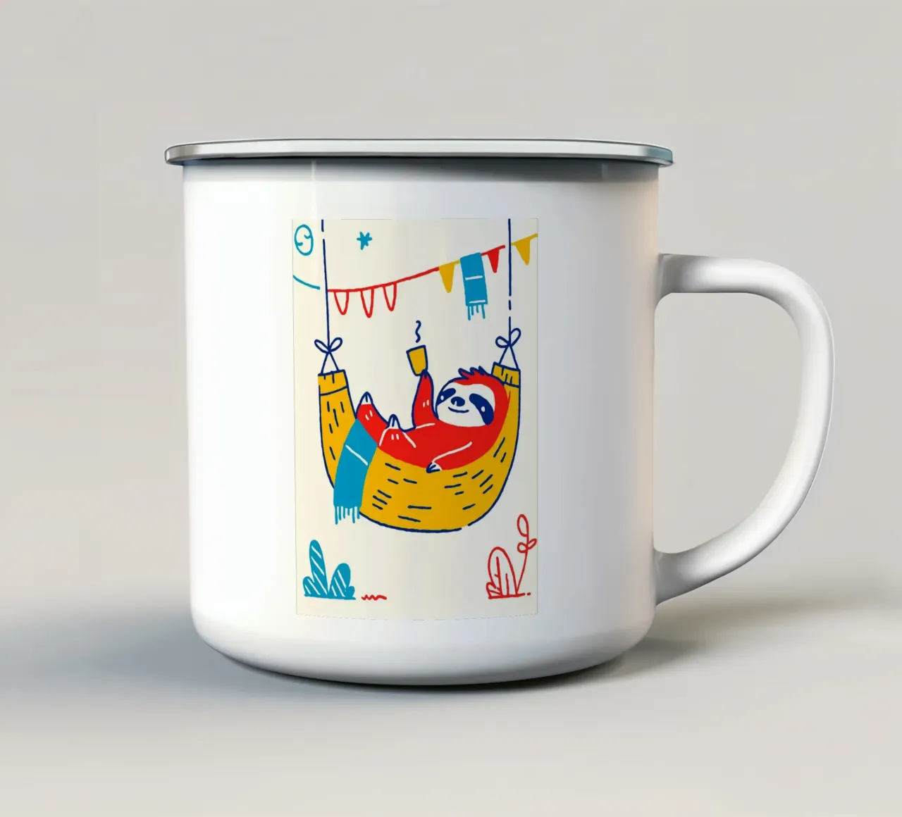 Bradipo in amaca con caffè tazza in smalto da Anna Müller