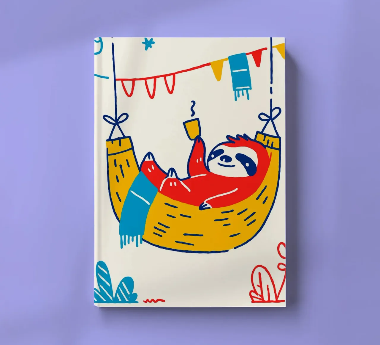 Sloth in Hammock with Coffee notebook by Anna Müller