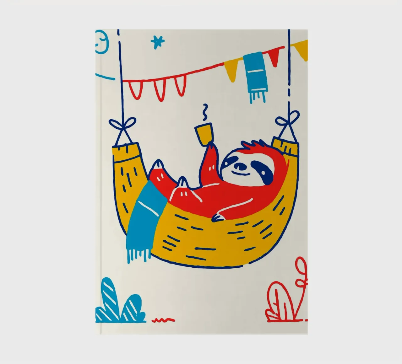 Sloth in Hammock with Coffee notebook by Anna Müller