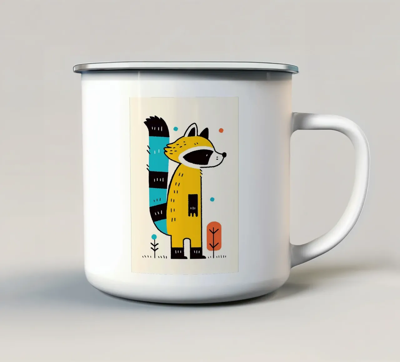 Illustrazione di un procione carino tazza in smalto da Anna Müller