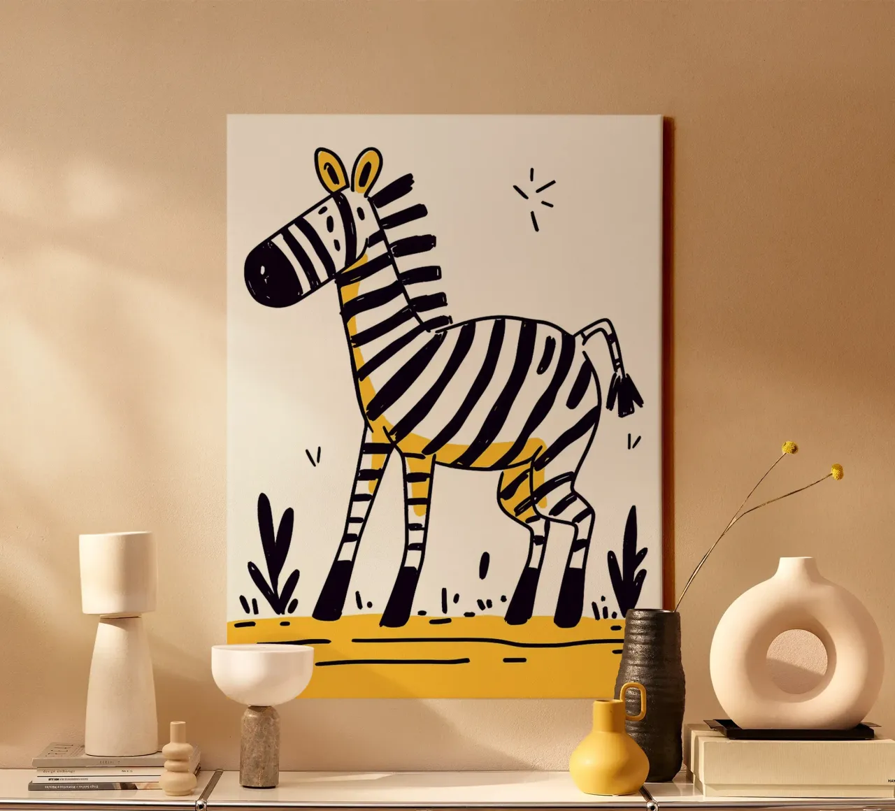 Illustrazione di una simpatica zebra tela con Cornice a cassetta da Anna Müller