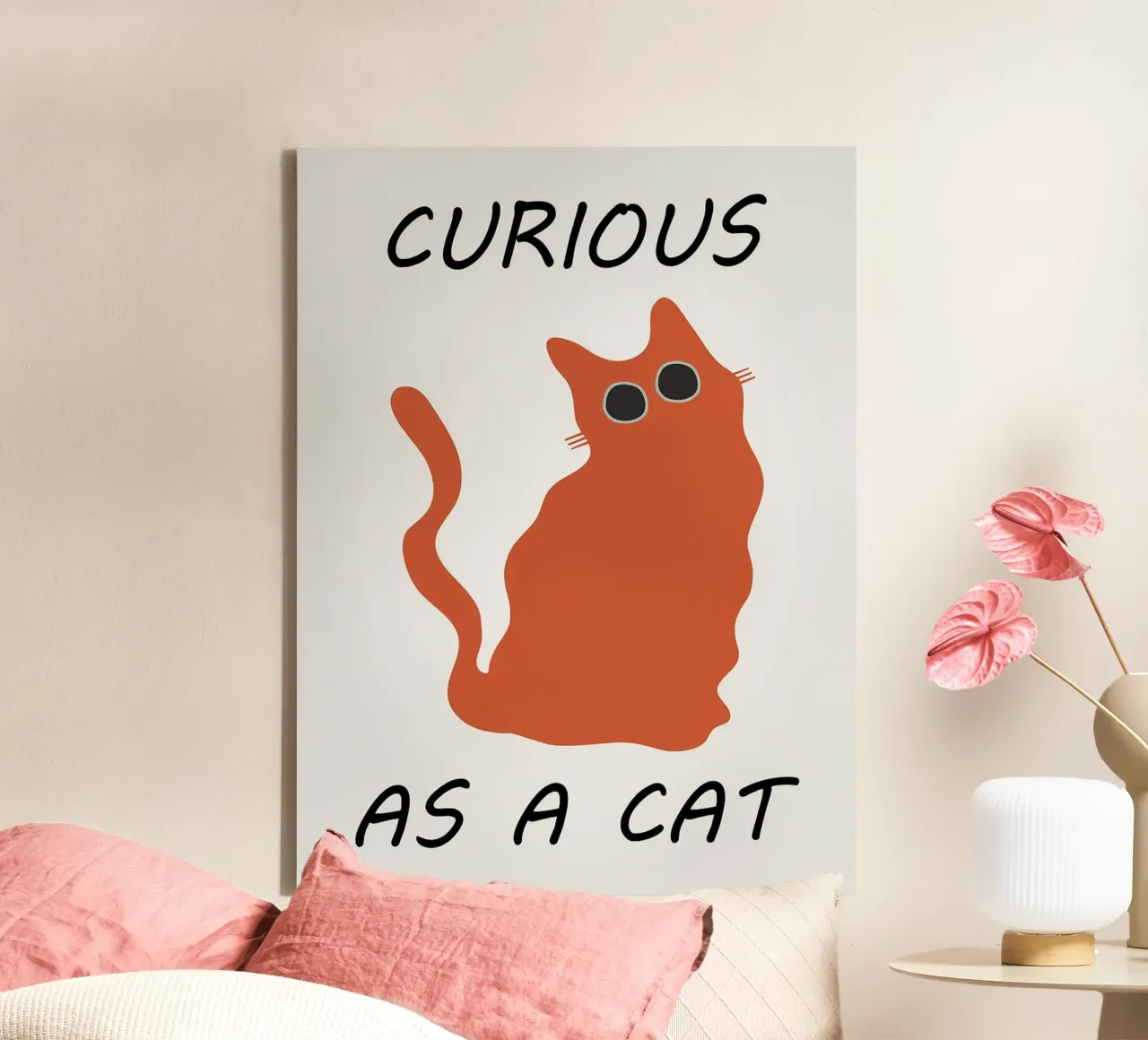 Ilustración de un gato curioso lienzo con Marco flotante de Anna Müller