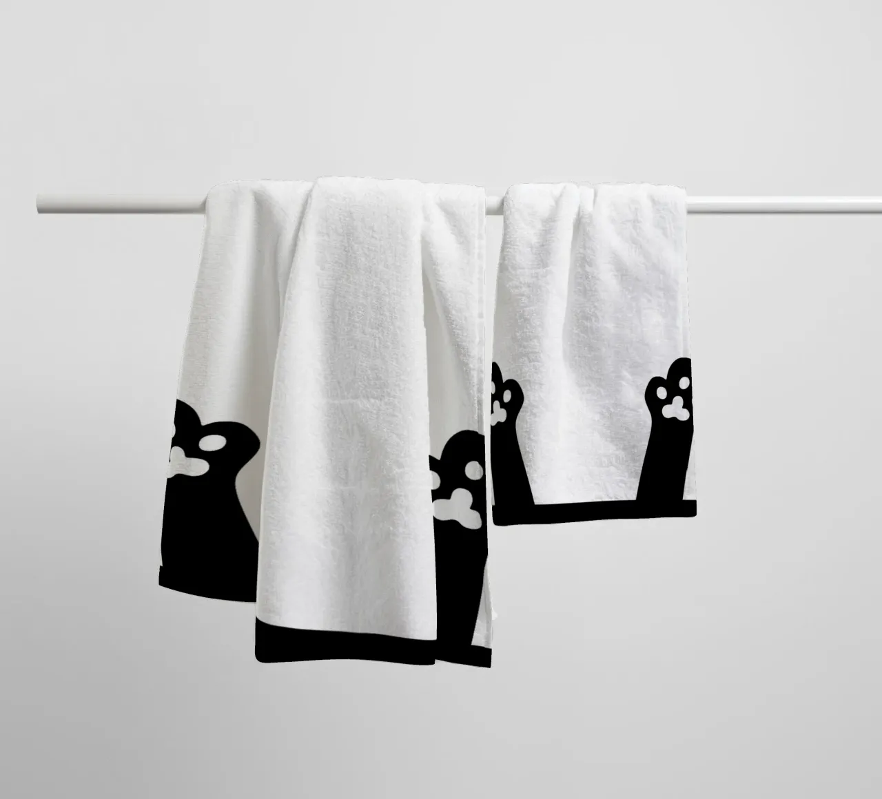 Cat Paw Print Frame towel by Anna Müller