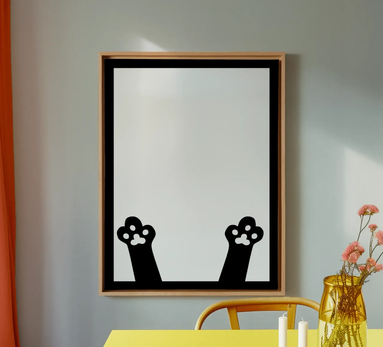 Kattenpootafdruk frame canvas met Baklijst van Anna Müller
