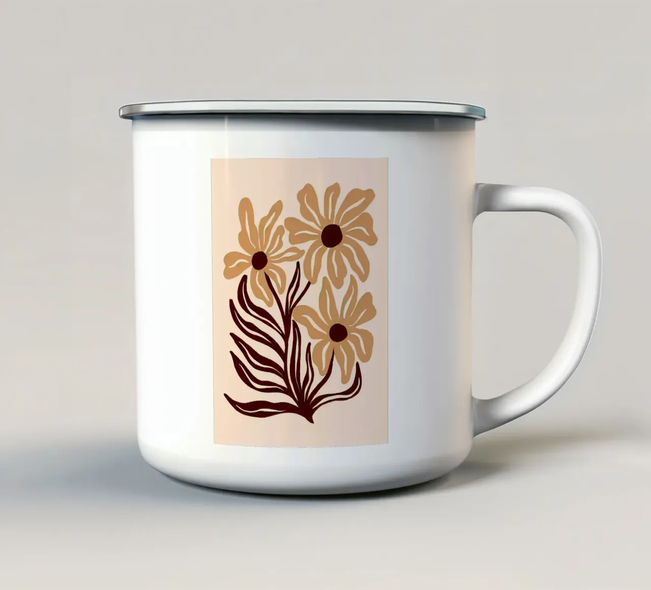 Fiori pastello color terra tazza in smalto da Anna Müller
