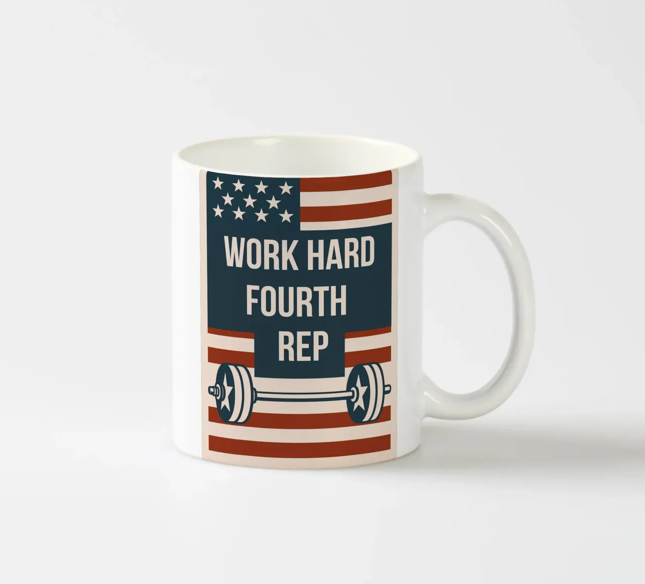 Work Hard Fourth Rep - Motivazione per il quarto luglio tazza in ceramica da Hannah Meyer
