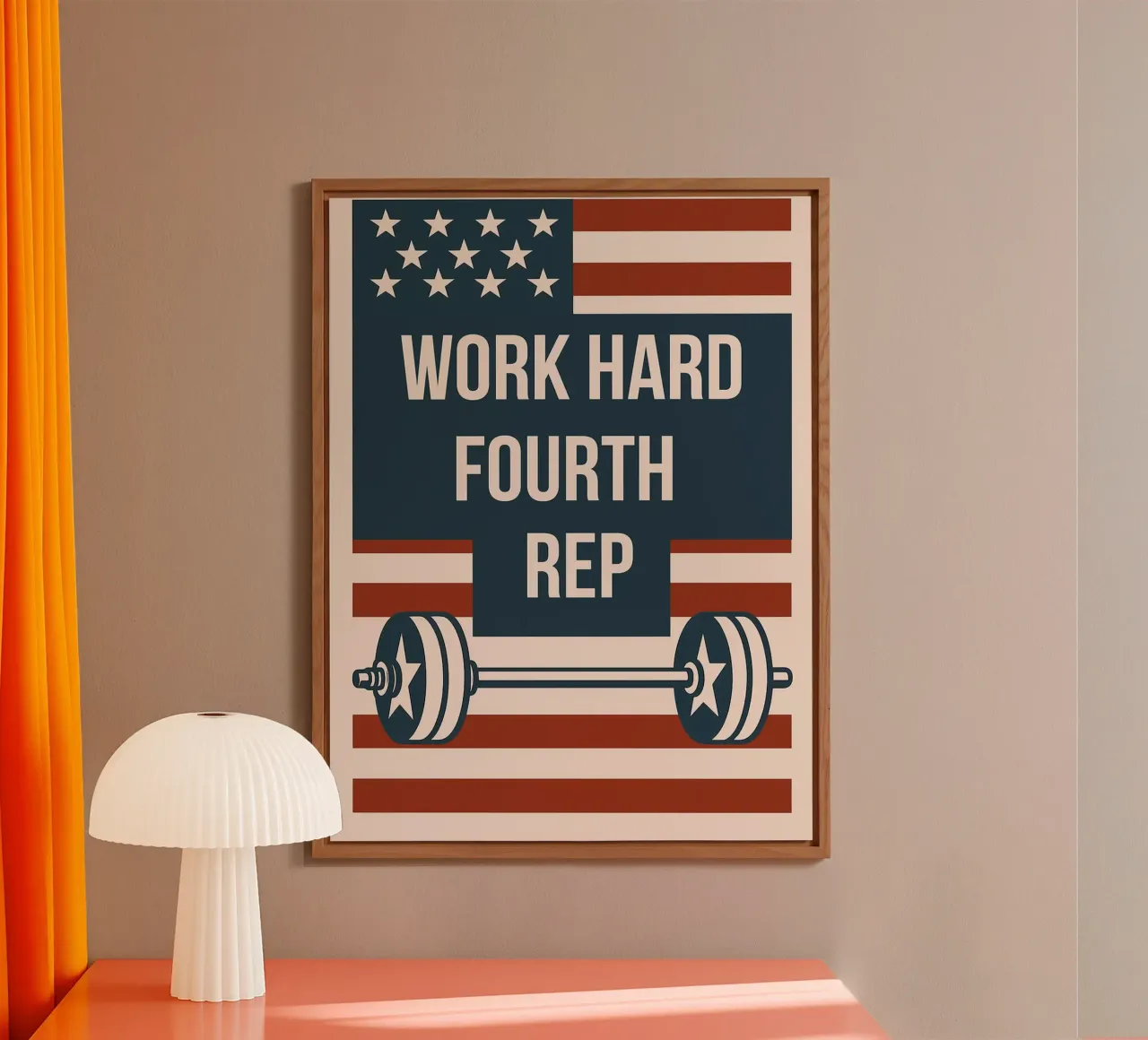 Work Hard Fourth Rep - Motivazione per il quarto luglio alluminio dibond da Hannah Meyer