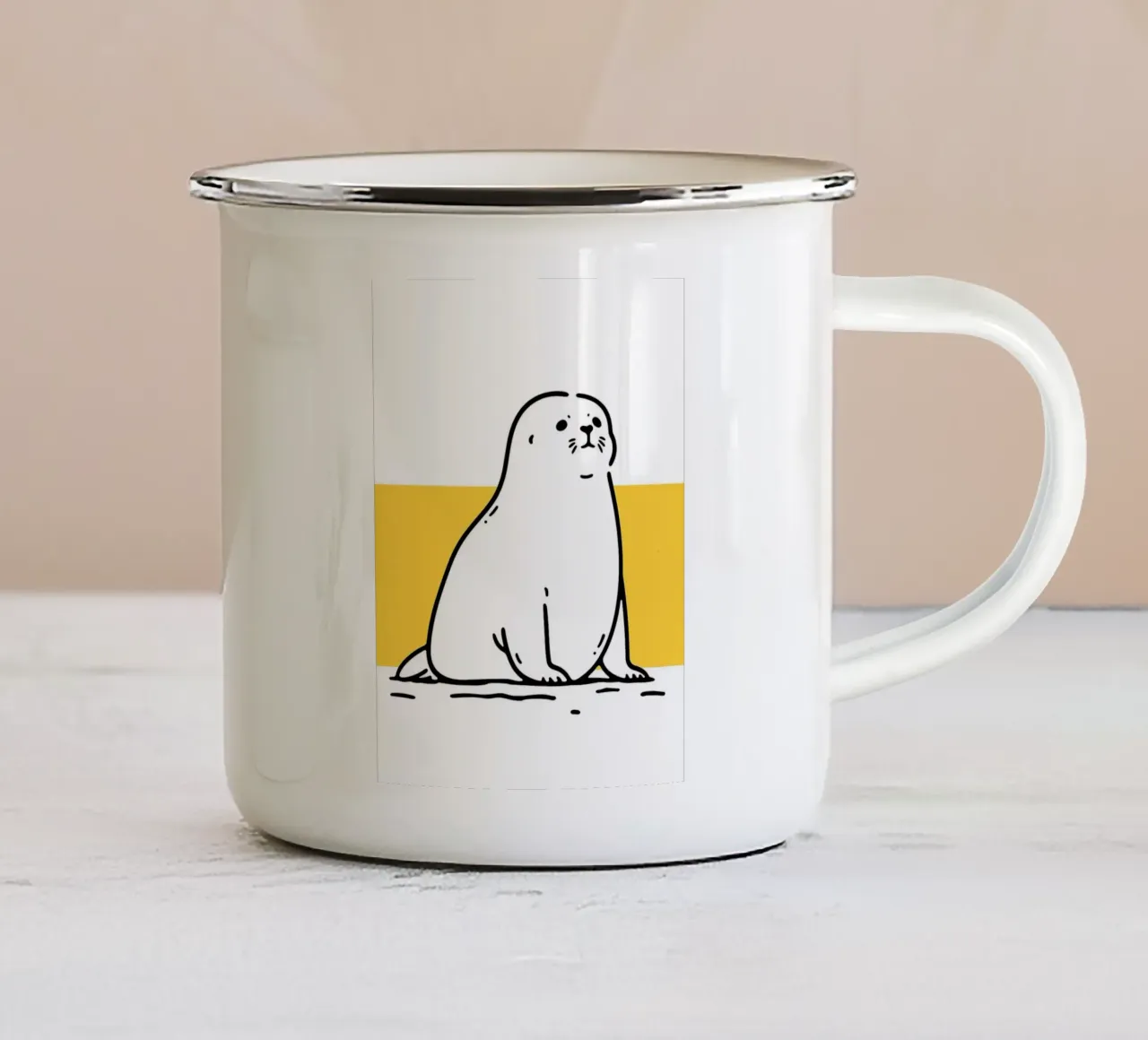 Illustrazione di una foca carina tazza in smalto da Hannah Meyer