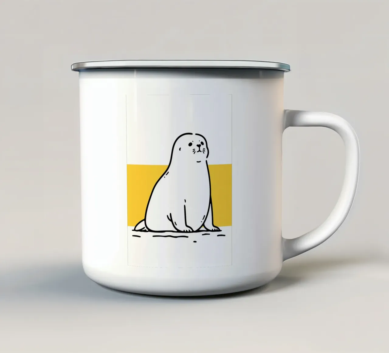 Illustrazione di una foca carina tazza in smalto da Hannah Meyer