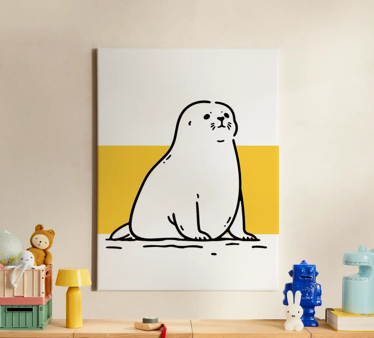 Illustrazione di una foca carina tela con Cornice a cassetta da Hannah Meyer