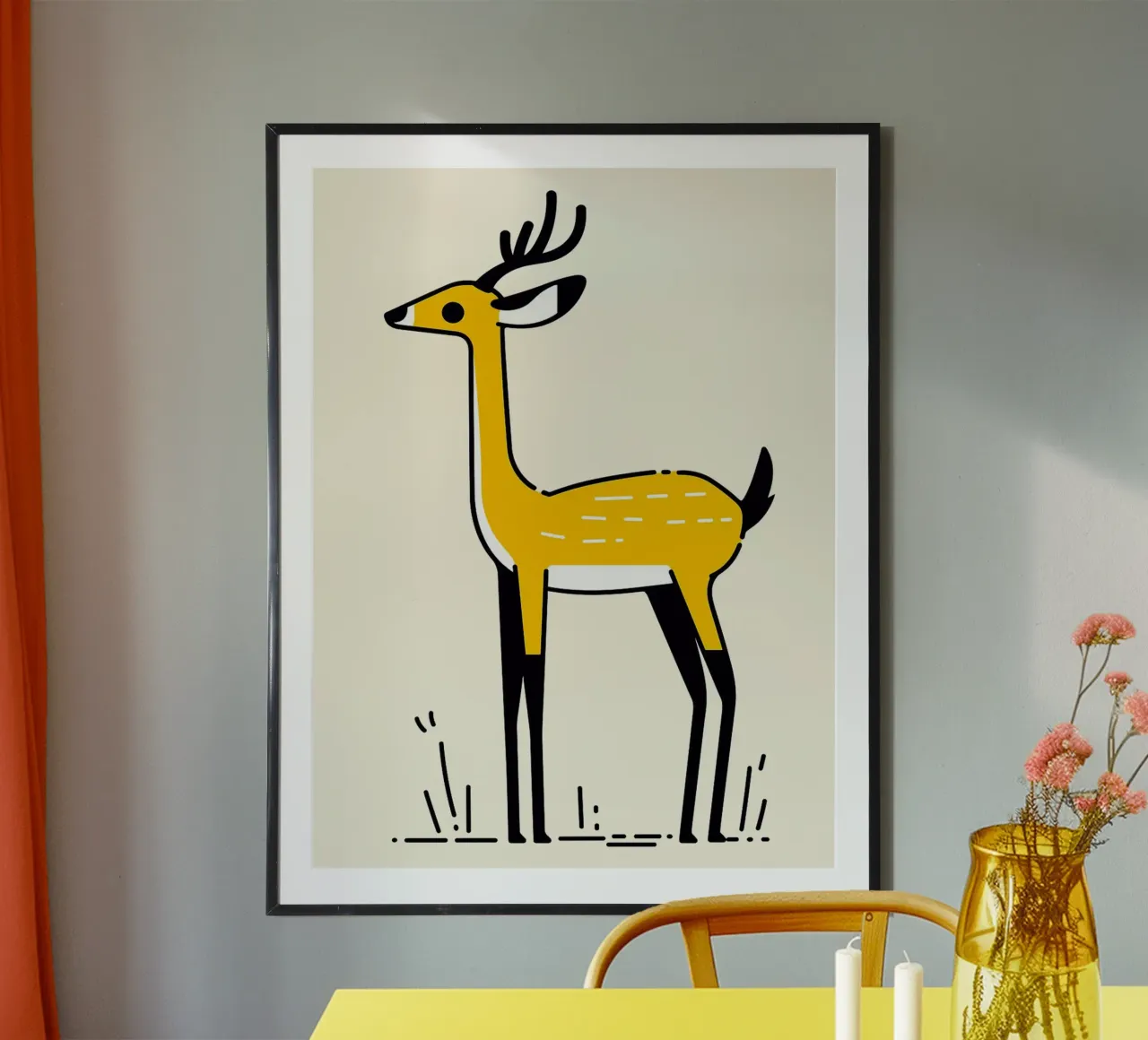 Illustrazione del cervo giallo poster da Hannah Meyer